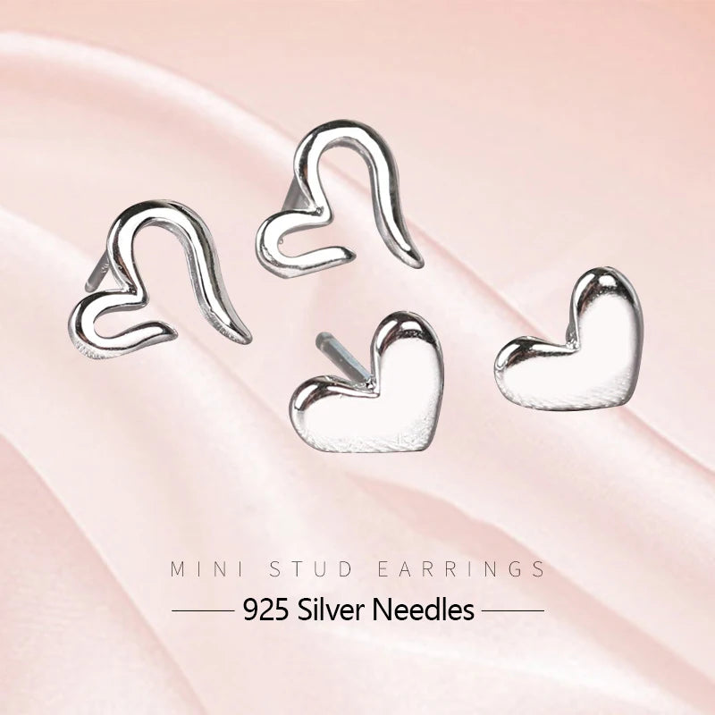 925 Silver Needles Lovely Mini Stud Earrings Women Cute Heart Star Moon Daisy Christmas Xmas Planet Butterfly Ear Studs