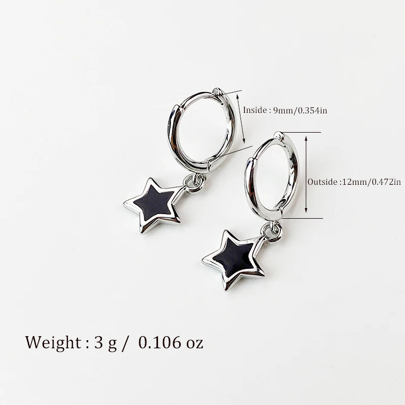 Cute Lovely Small Hoop Earrings For Women Tiny Huggie Mini Round Circle With Pentagram Star Pendant Female Dangle Ear Accessory