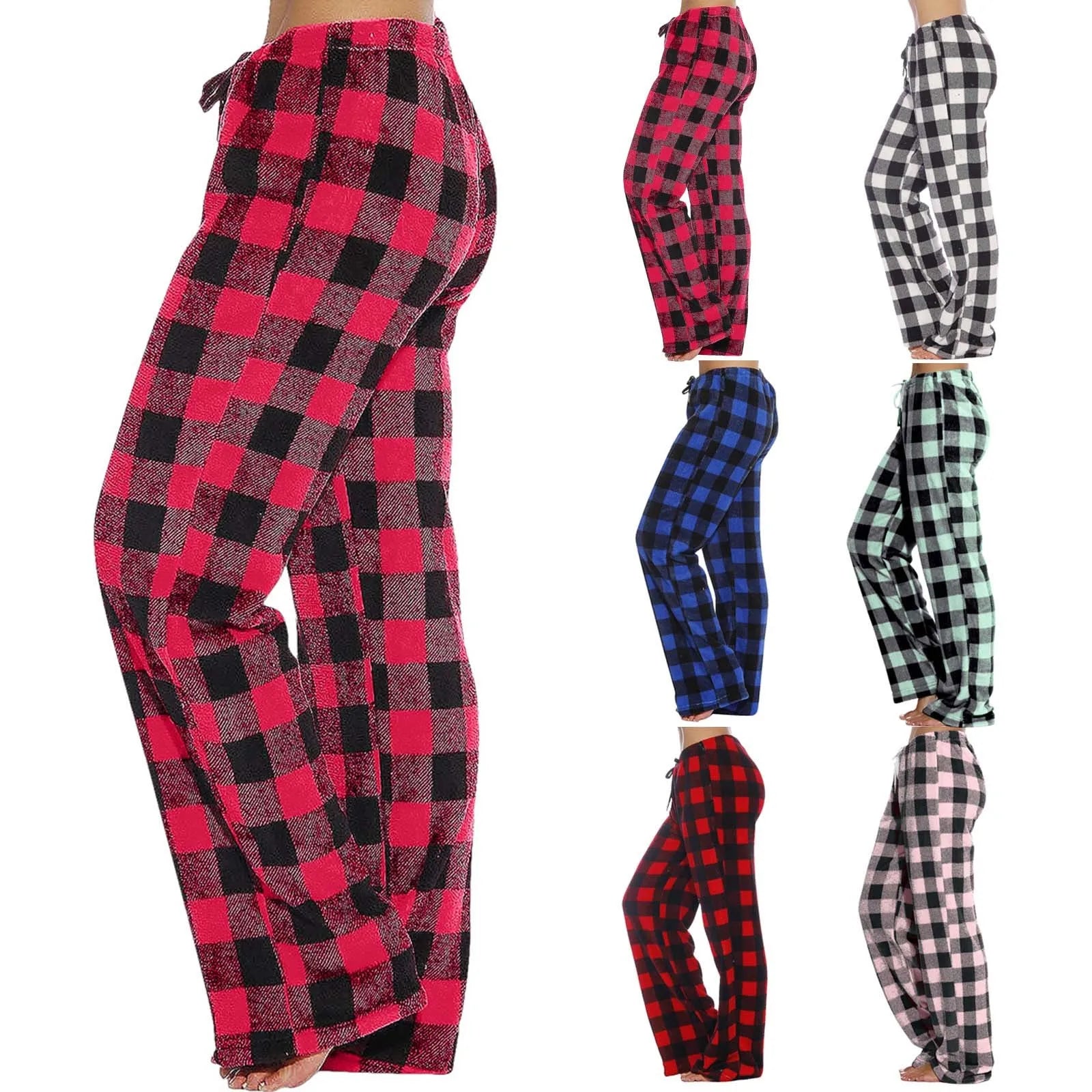 Women'S Pajama Pants Fleece Pajama Plaid Bottoms Ultra Soft Pj Pants Comfy Sleep Pants Sleepwear Loungewear