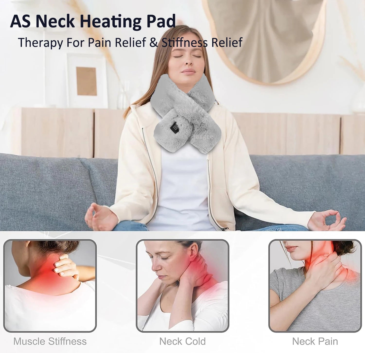 Heating Scarf USB Electric Heated Neck Wrap Heating Pad Pain Relief Three-gear Temperature Control Neck Warmer for Women Men