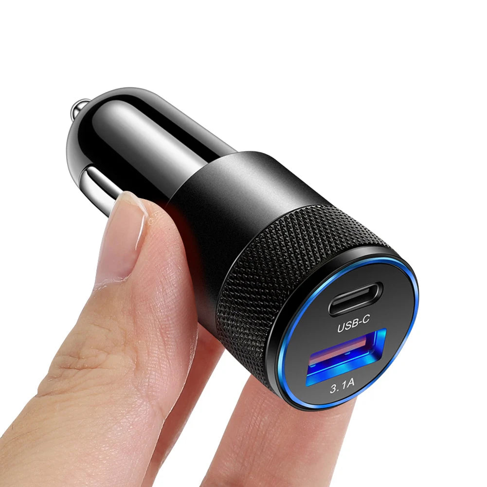 65W Quick Charge 3.0 Car Charger Cigarette Lighter Adapter USB Type C Fast Chargin Socket Power Outlet Interior Replacement Part