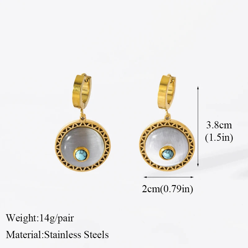 EILIECK 316L Stainless Steel Heart Eye Stone Small Earrings For Women 2024 New Fashion Ear Stud Waterproof Jewelry Gift Bijoux