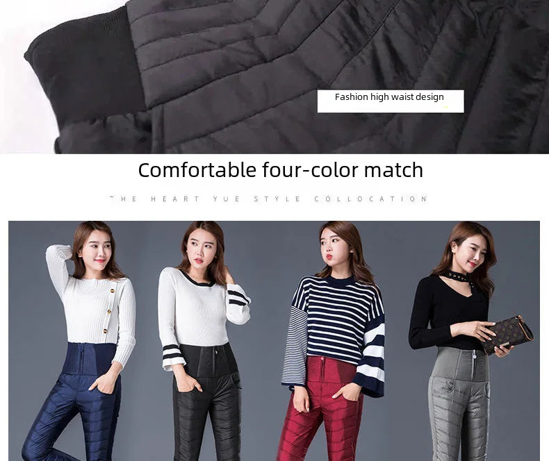 Winter New Style High-waisted Thickened Downcotton Wadded Trousers Women's Slimming Cotton Wadded Pants Windproof Warm Outerwear