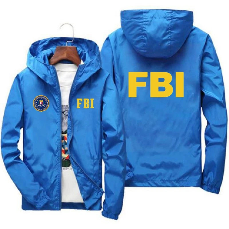 2024 New Men's Jacket High Quality FBI Printed Outdoor Sports Jacket Spring Hooded Windproof Fashion Casual Brand Sports Jacket