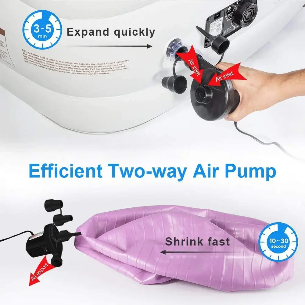 Mini Inflatable Pump Electric Air Cushion Camping Pump Portable Rapid Filling Mattress Swimming Pool Air Filling Blower Injector