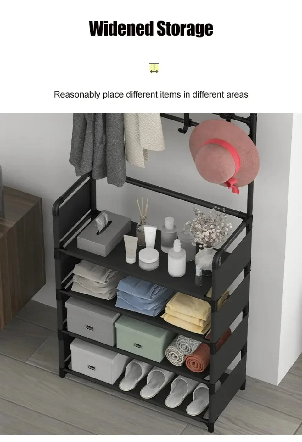 Clothes Hanger Multi-Layer Shoe Rack Doorway DIY Hat And Shoes Shelf Simple Floor-Standing Living Room Organizer Storage Racks