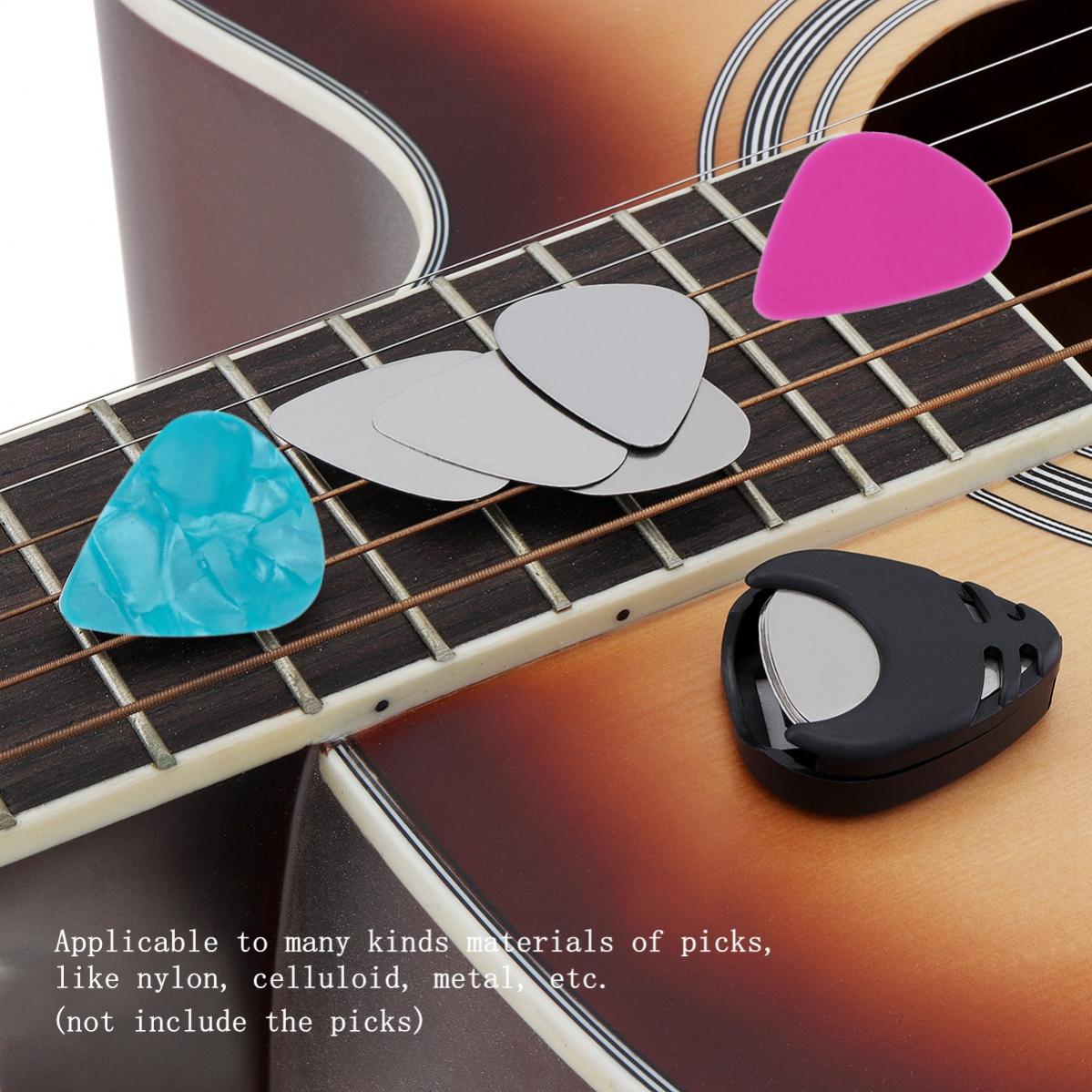 Black Plastic Stick on Guitar Pick Holder for Acoustic Ukulele / Guitar / Bass with Adhesive Back, Convenient Picks Placement