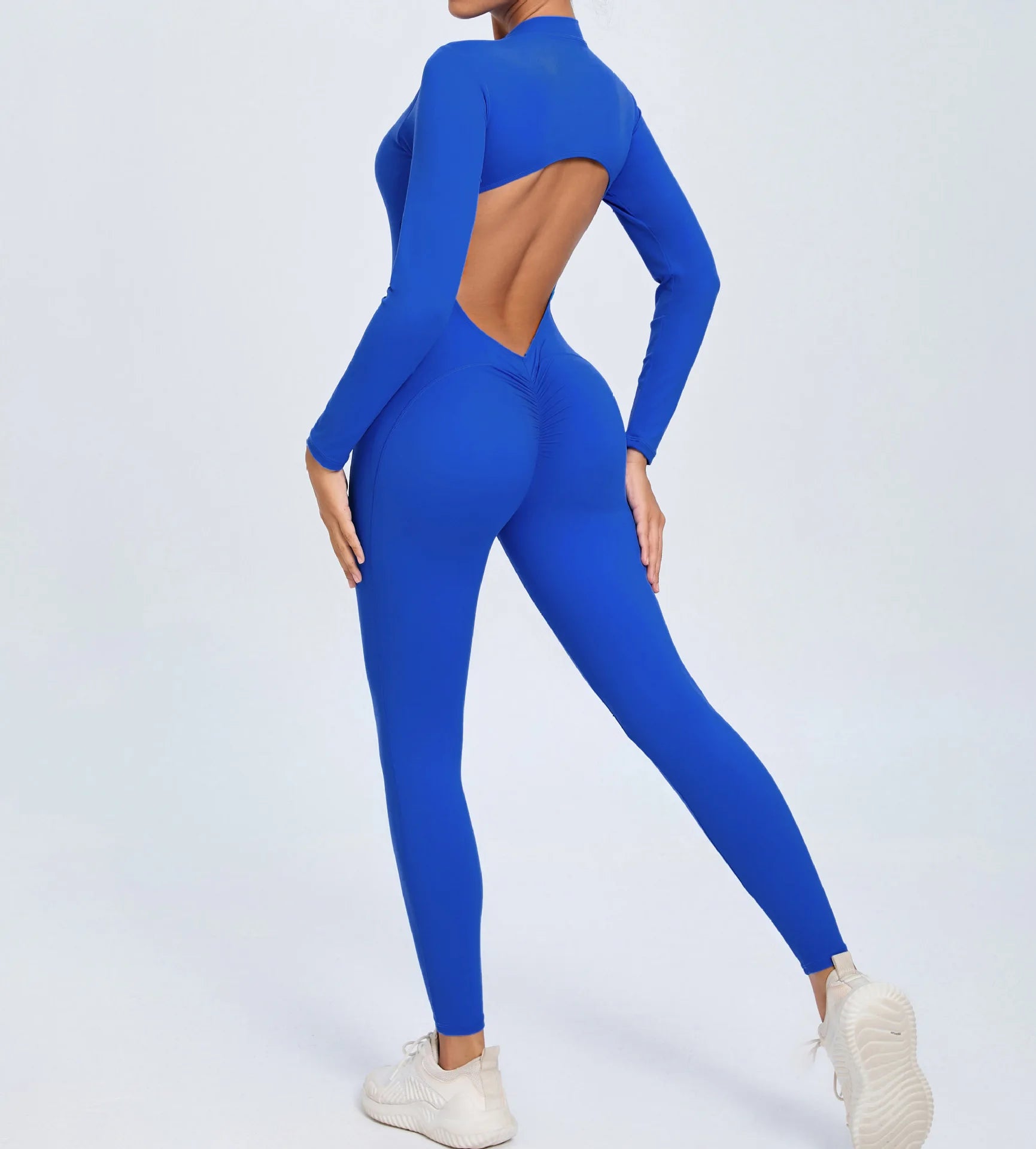 Fashion Hollow Backless Sport Jumpsuit Women's Tracksuit Long Sleeve Zipper Fitness Overalls One Piece Gym Set Workout Clothing