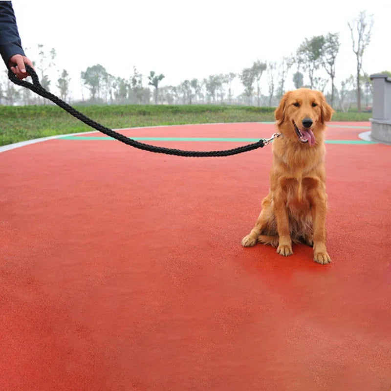 Large Dog Leash Traction Rope with Heavy Duty Buckle Hand-knitted Strong Durable Nylon Braided Leashes for Medium Big Dogs Bully