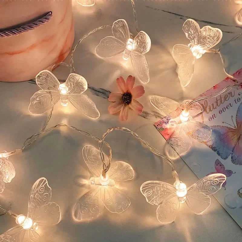 1M 3M LED Butterfly String Lights Battery Powered Fairy Lights Room Garland Curtain Girls Xmas Brithday Wedding Party Home Decor