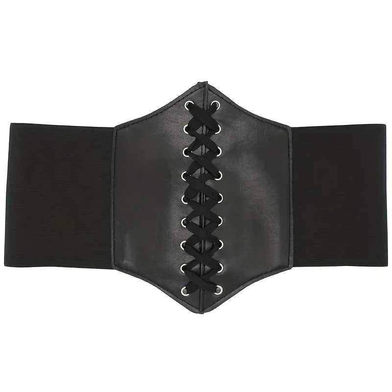 New Corset Punk Black Wide Belt Pu Leather Slimming Body Belts for Women Elastic High Waist Belt Female Cummerbunds