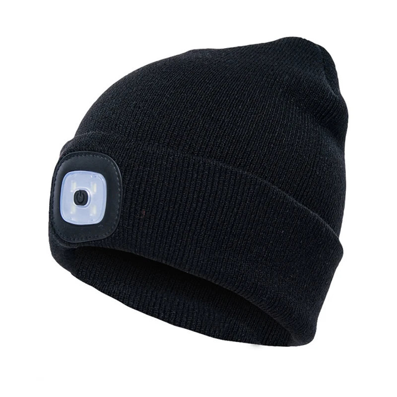 LED Luminous Knit Cap Winter Warm Hunting Camping Running Cap Gift Men's Women's Outdoor Fishing Hat