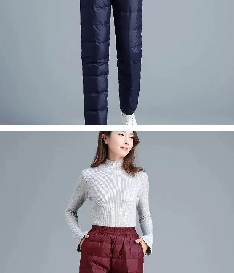 Winter New Style High-waisted Thickened Downcotton Wadded Trousers Women's Slimming Cotton Wadded Pants Windproof Warm Outerwear