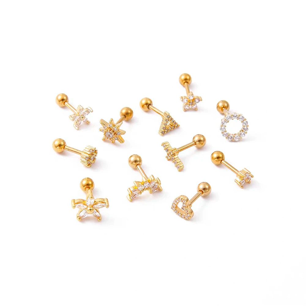 NEW IN 1 Piece Stainless Steel Mini Zircon Stud Earring Women Gold Color Helix Ear Studs Tragus Cartilage Piercing Jewelry