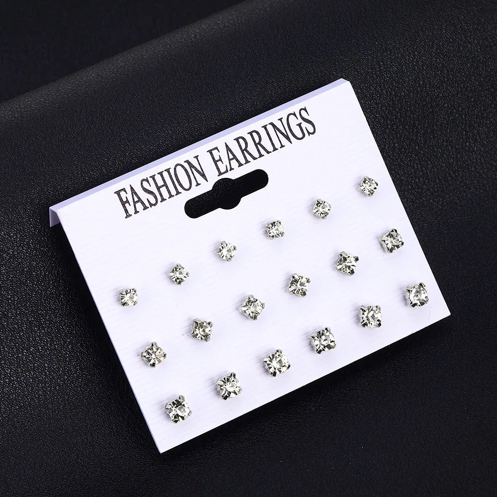 DAXI 2023 Daily Jewelry Make You Fashionable Simple Temperament Crystal Claw  Pearl Metal Stud Earrings Set