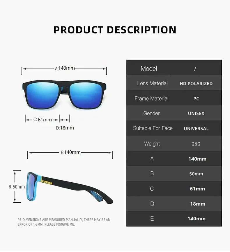 Polarized Cycling sunglasses Driving Fishing UV400 Eyewear Classic Square Sport Sun Glasses For Men Women Cycling Equipment