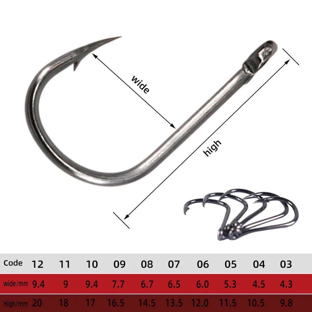 1000PCS Fishing Hooks Set High Carbon Steel Sharp Durable Barbed Fishhook Rock Fishing Equipment Gear Tackle Accessories with bo