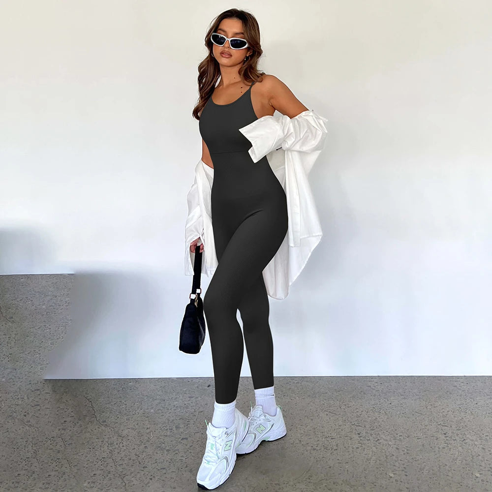 Bodysuit Women Jumpsuit Summer Romper Overalls Sportswear Fashion Streetwear Women Overalls One Piece Fitness Sports Bodysuits