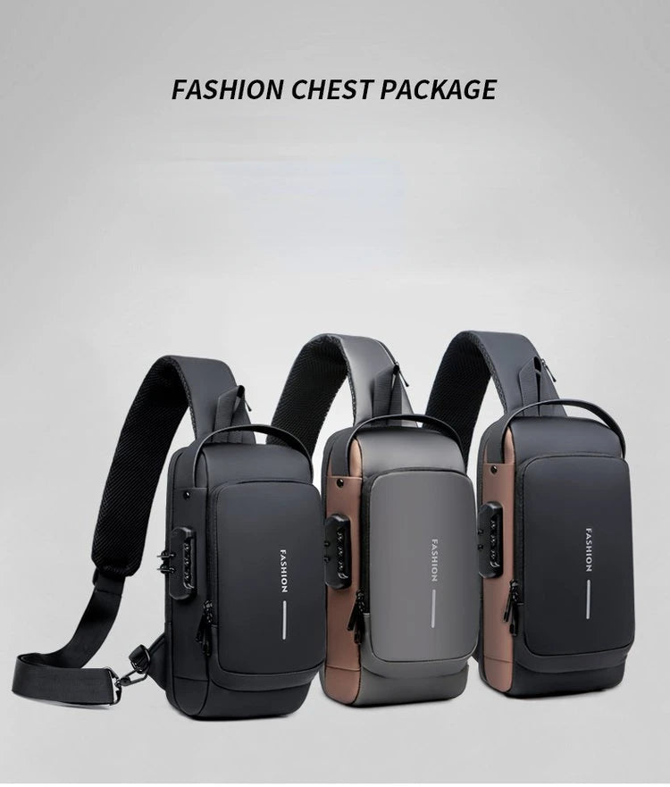 Men Anti Theft Chest Bag Shoulder Bags USB Charging Crossbody Package School Short Trip Messengers Bags Men's Oxford Sling Pack