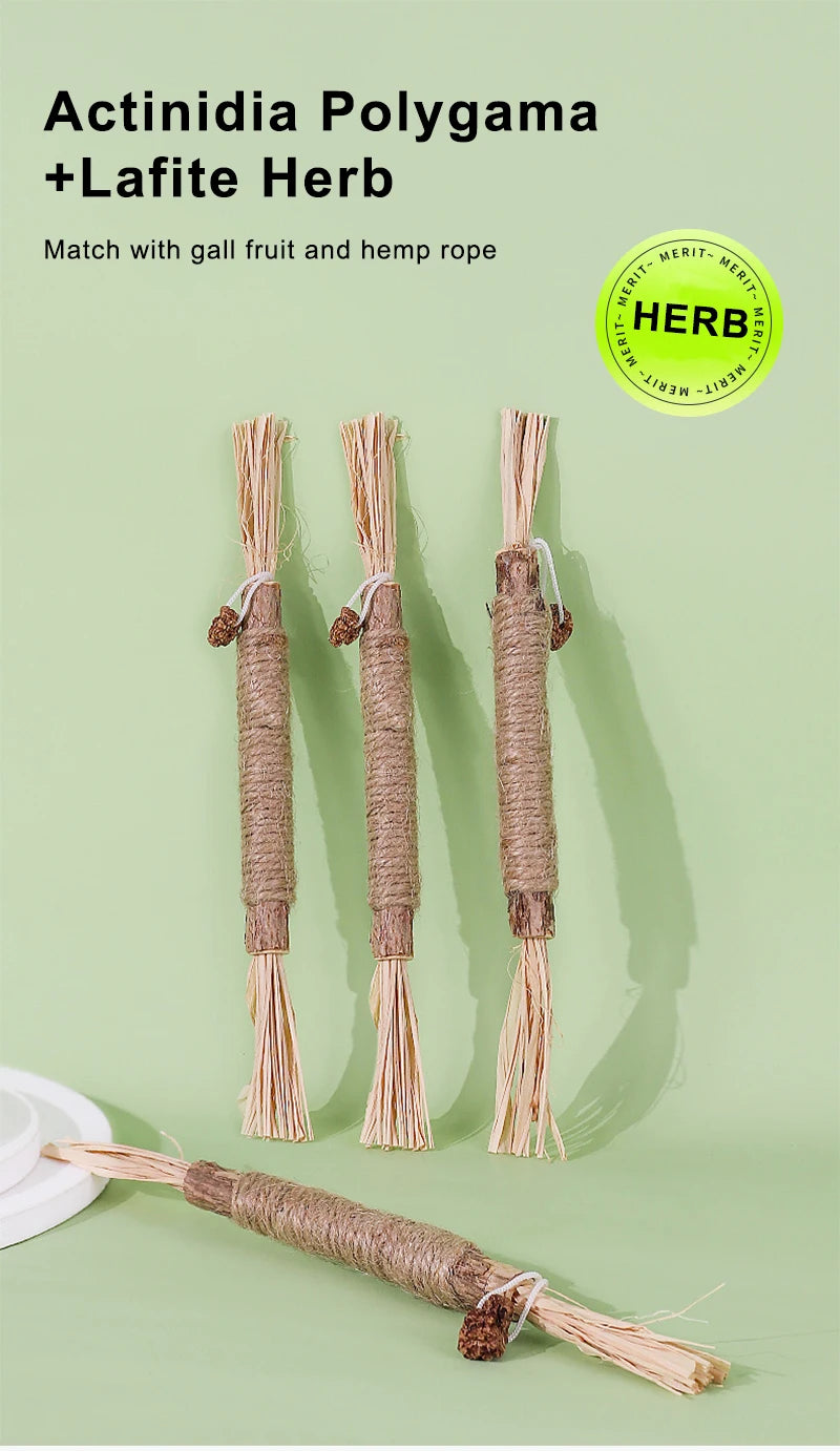 1 Pc Cat Toys Silvervine Chew Stick Polygonum Kitty Raffia Grass Pet Supplies Cleaning Teeth Stick Pet Bite Cat Toy Hemp Rope