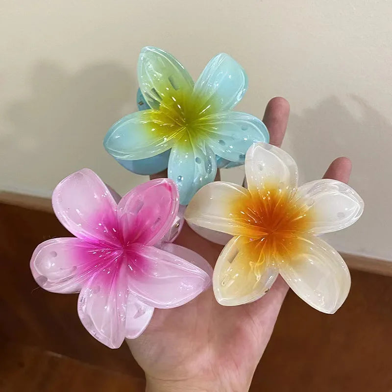 2024 New Fashion Women Flower Hair Clips Vacation Bohemia Egg Flower Hair Clips Barrettes Girls Large Hairpins Hair Accessories