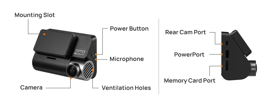 70mai 4K Dash Cam A810 Ultra HD Built-in GPS ADAS Auto Record 150FOV Motion Detection 70mai A810 4G Car DVR Support Rear Cam