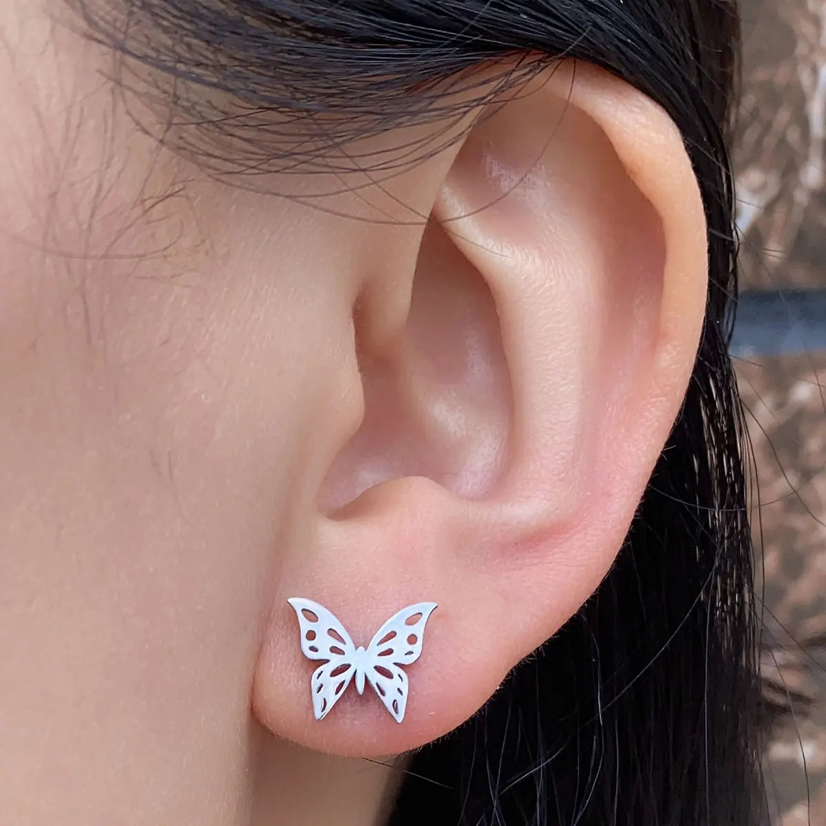 Stainless Steel Earrings Small Cute Butterfly Star Moon Heart Stud Earrings Set Punk Piercing Earing Women's Minimalist Jewelry