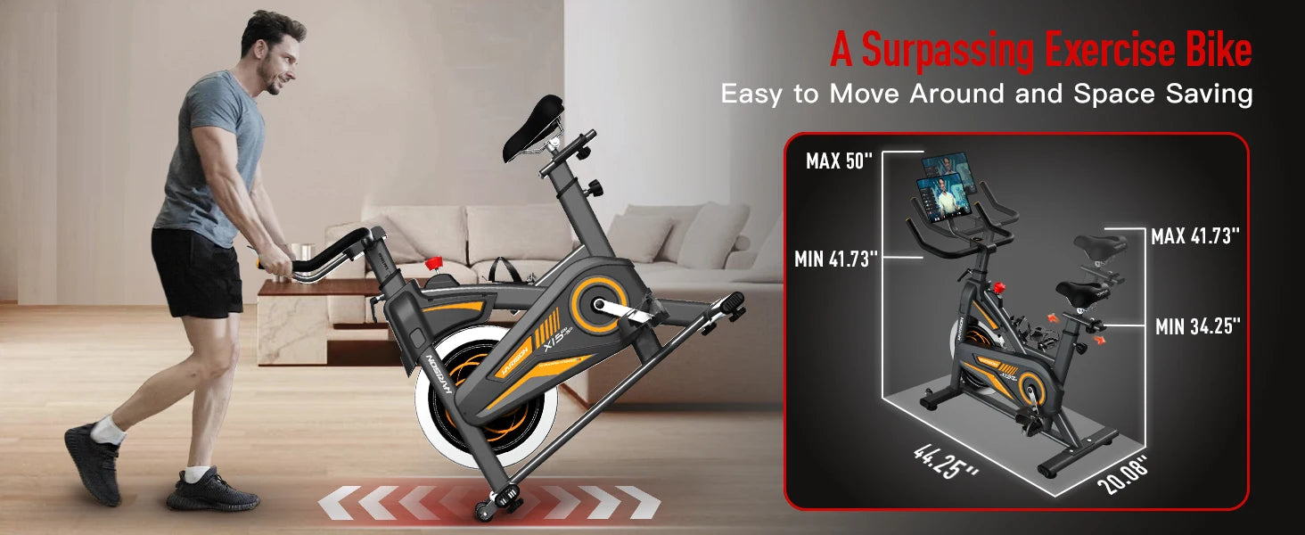 Magnetic Exercise bike/Pro Stationary Bike for Home 380lbs Capacity with Bluetooth, Indoor Cycling Bike with iPad Holder