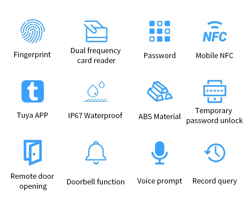 Dual RFID 125Khz+13.56MHz NFC Tuya Outdoor Fingerprint Access Control Keypad IP67 Waterproof Biometrics Door Opener with Gateway