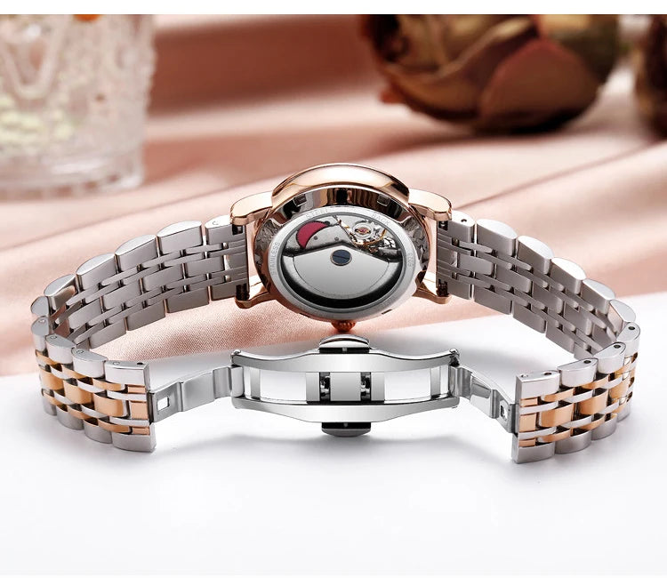 Rotatable Flowers Female Watch Women Top Brand Luxury Fashion Moon Phase Waterproof Lady Automatic Mechanical Watches Reloj