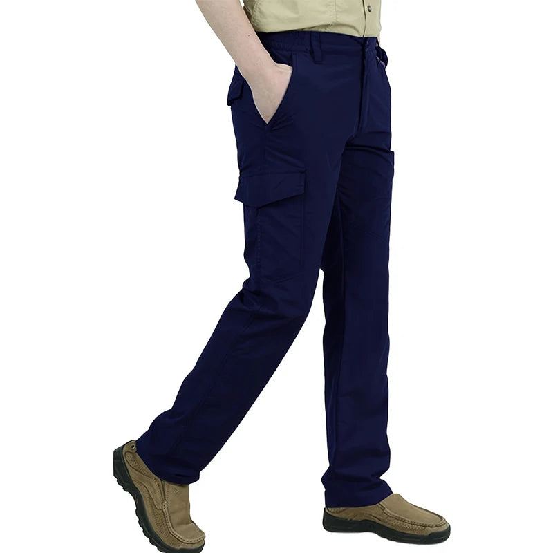 Casual Men Pants Summer Multiple Pockets Cargo Pants Quick Dry Thin Trousers Outdoor Hiking Workout Breathable Long Pant New