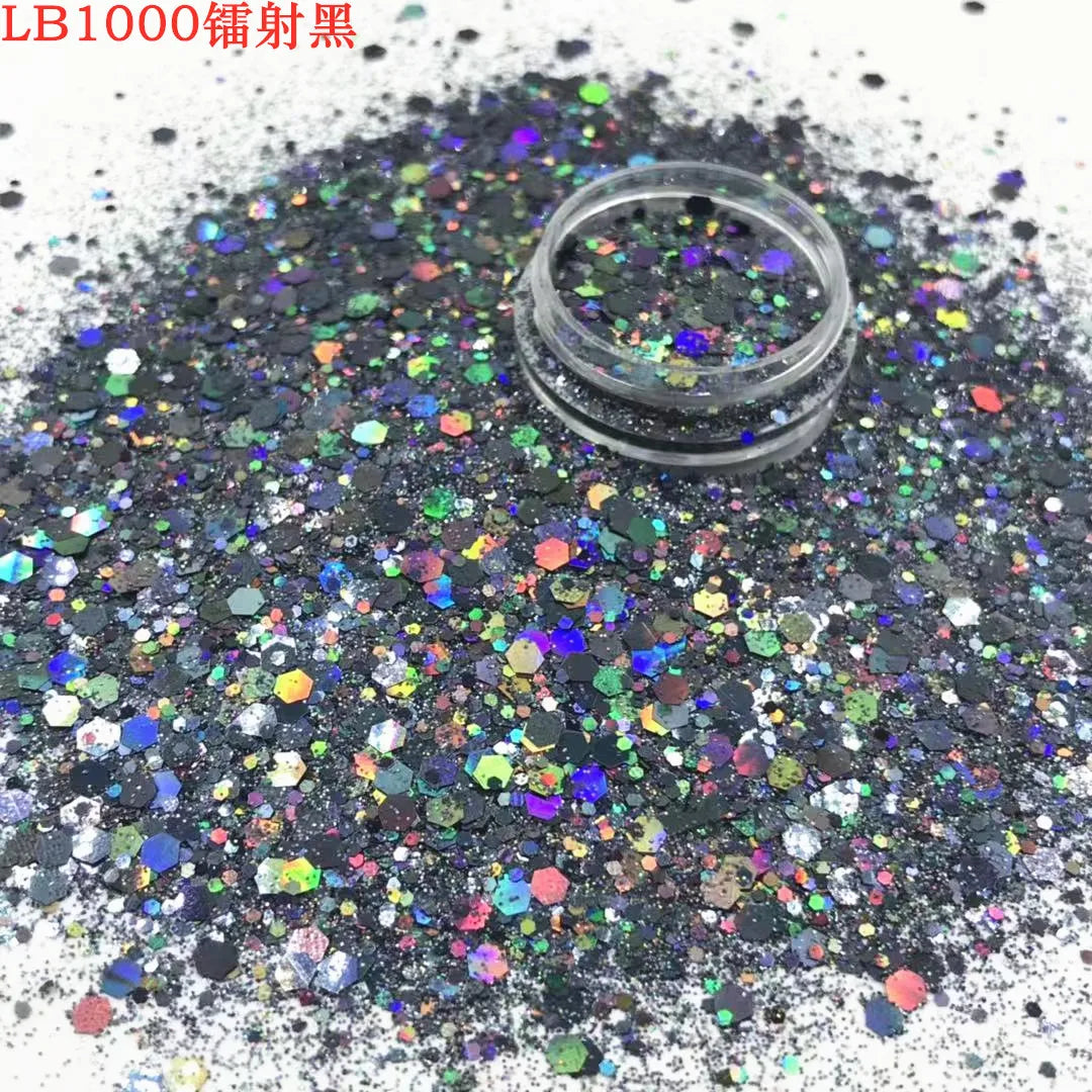 24 Colors Holographic Chunky Glitter 24 Colors Total Laser Nail Glitter Flakes Chunky Holographic Laser Nail Glitter