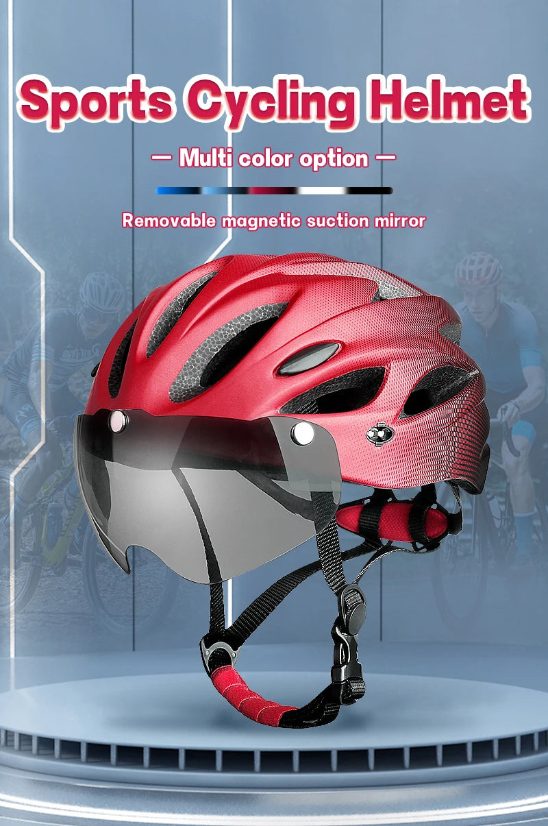 X-TIGER Adult Bike Helmet with LED Rear Light Dual Mode Goggle Cycling Helmet Fit 58-62cm Lightweight Breathable Bicycle Helmets