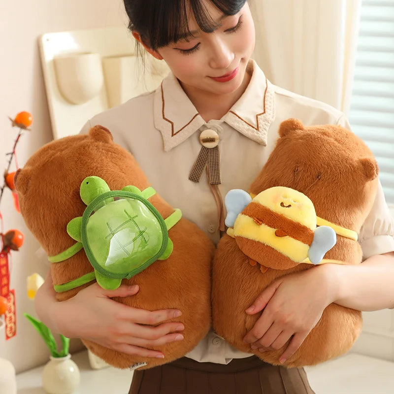 Lotus leaf Capybara Plush Toy Turtle Oyster Bee Bckpack Capibara Cosplay Unicorn Dinosaur Boba Bread Ring Decor Stuffed Animals