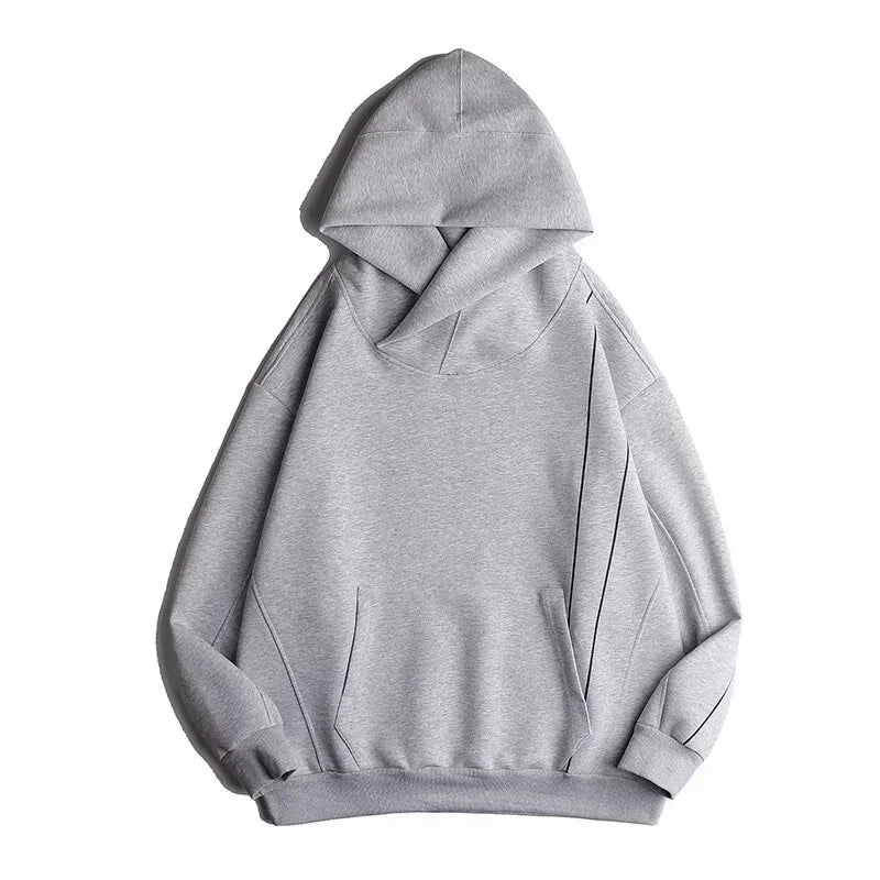 Autumn Windbreaker Turtleneck Hooded Sweatshirts For Men New Ninja Oversized Hoodies Women Line Print Y2K Streetwear Hoodie