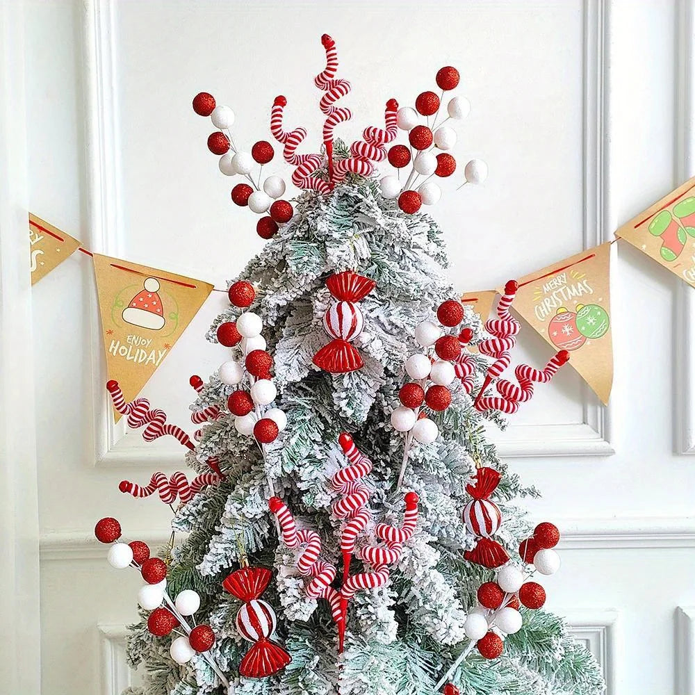 1/2/4 pcs Christmas Tree Candy Canes - Festive Wool Candy Roll Decoration for Christmas, New Year and Winter Holidays