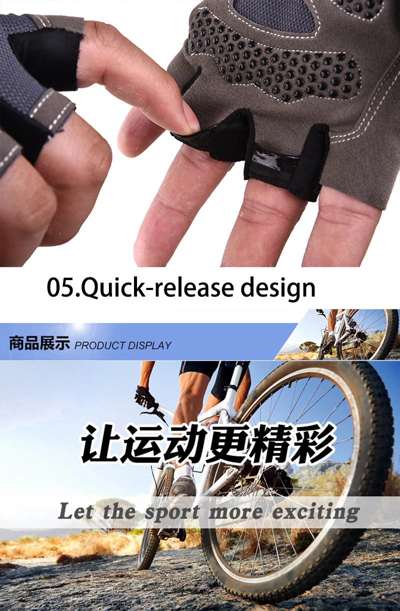 Men Cycling Bicycle Gloves Half Finger Gym Gloves Women Mitten Breathable Anti-slip Glove Fitness Sport Training Gloves