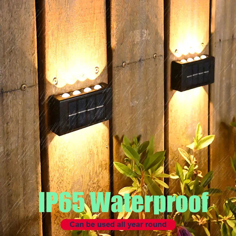 Christmas10/8/6/4LED Solar Wall Lamp Outdoor Waterproof Up and Down Luminous Lighting for Garden Fence Decoration Sunlight Light