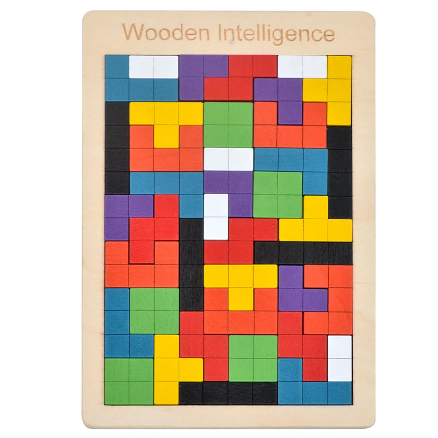 Wooden Tetris Variety Block Intellectual Building Wooden Jigsaw Puzzle Game Puzzle Puzzle Toy