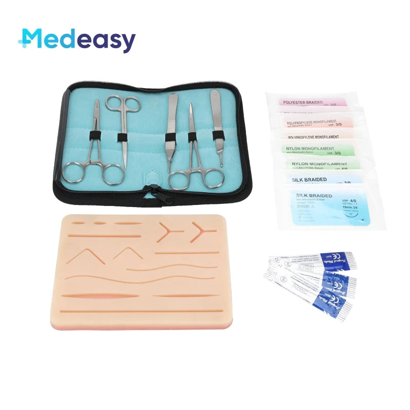 Medical Students Suture Practice Kit Surgical Training with Skin Pad Model Tool Set Educational Teaching Equipment