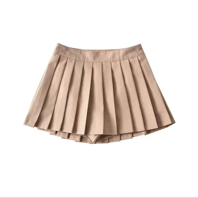 Zoki Sexy Women Pleated Skirts High Waist Summer Vintage Mini Skirts Korean Tennis Student White Designed Dance Skirt