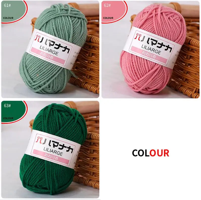 25G Baby Milk Sweet Soft Cotton Knitting Wool Yarn Thick Fiber Yarn Velvet Yarn Hand Knitting Wool Crochet Yarn for DIY Sweate