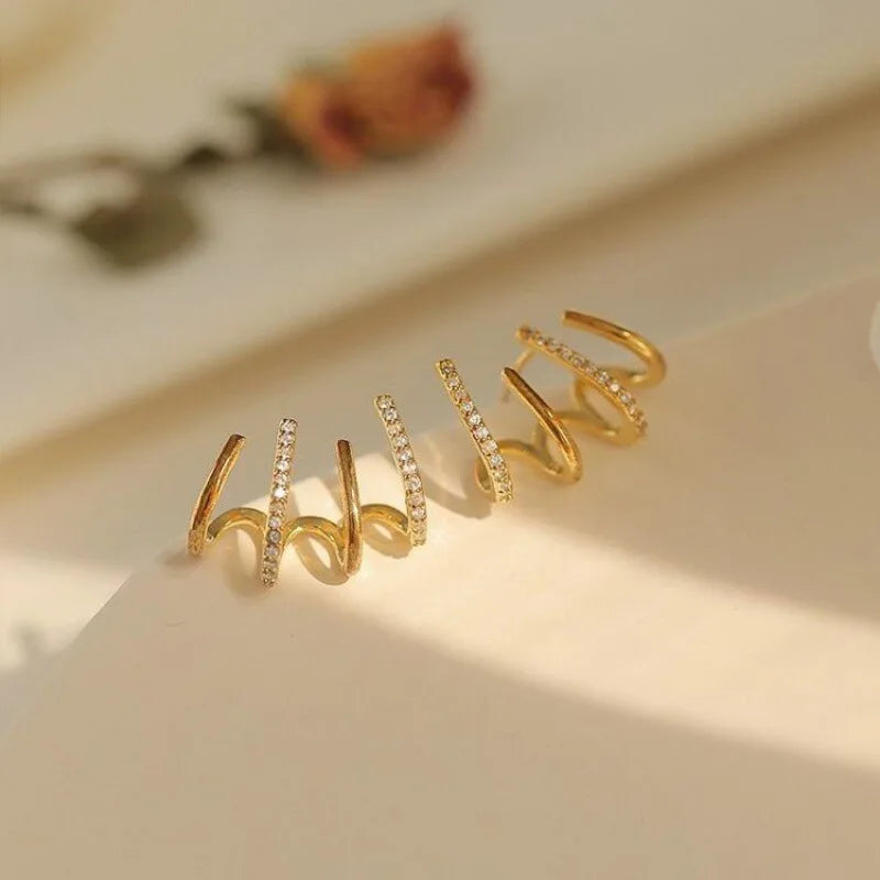 New Trendy Crystal Claw Women's Stud Earrings Full Rhinestone Elegant Korean Fashion Girls Luxury Ear Jewelry Unusual Earrings