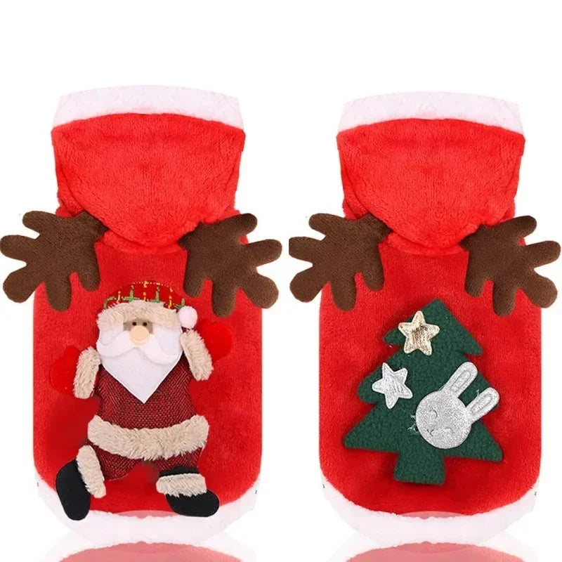 Dog Christmas Clothes Winter Warm Pet Clothes for Small Medium Dogs Elk Santa Claus Dog Cats Coat Hoodies Christmas Dogs Costume