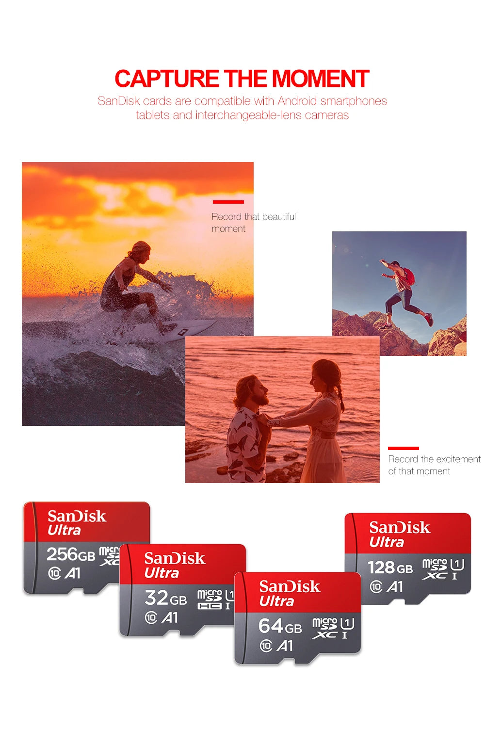 Original Sandisk Memory Card 256GB 128GB 64GB 32GB TF micro sd card Class 10 UHS-1 flash card Memory Microsd for Samrtphone PC