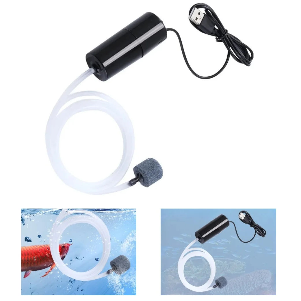 Aquarium Oxygen Air Pump USB Small Oxygenator for Fish Tank Silent Air Compressor Mini Aerator Portable Fish Tank Accessories