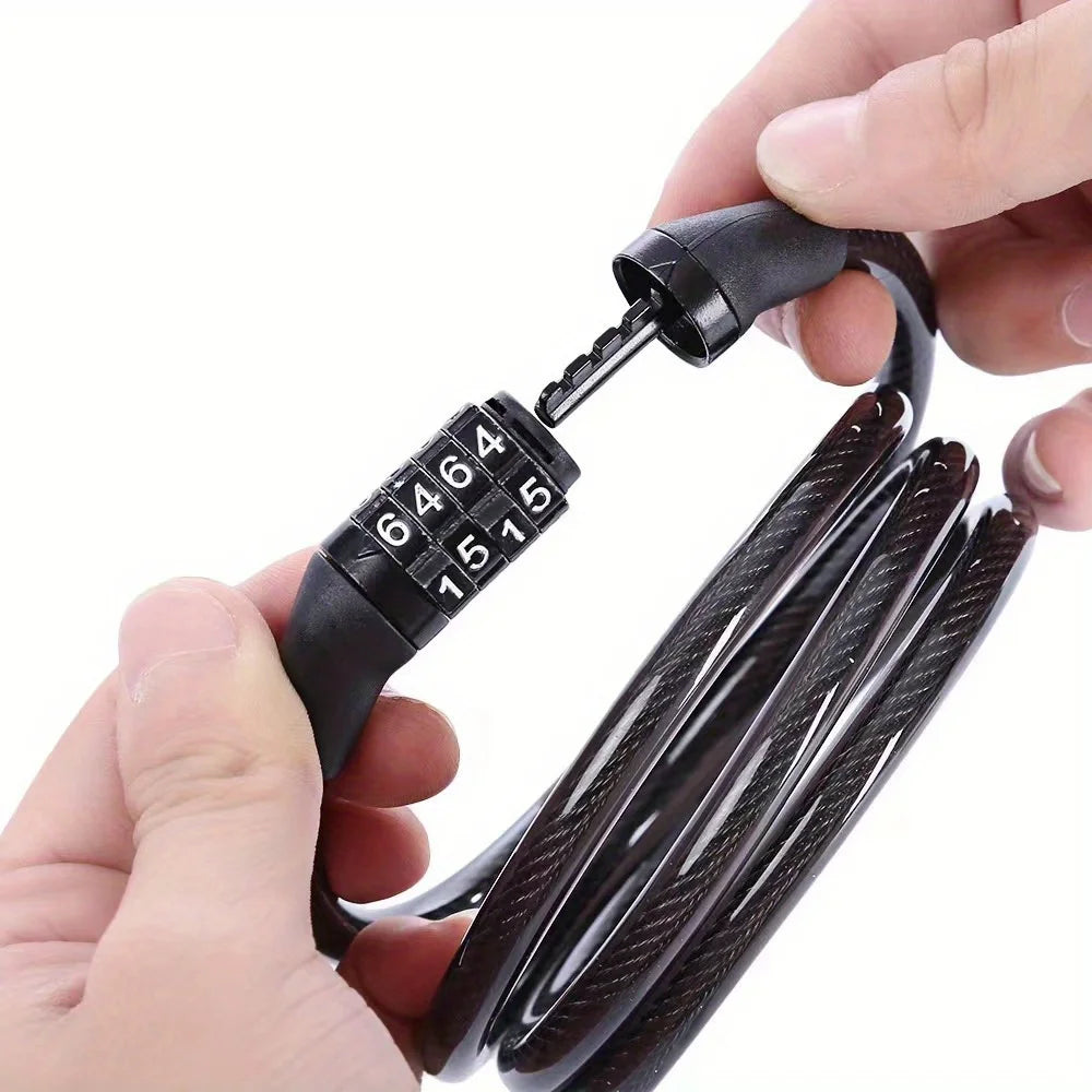 Anti-Theft Bicycle Combination Lock - Strong Steel Cable, Drill-Resistant, Scratch-Proof - Secure Your Bike with Ease