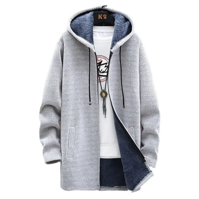 Spring Autumn Men's Sweater Coats Cardigans Hooded Slim Fit Long Solid Knitted Jacket Male Casual Sweater Cardigan Winter Coats