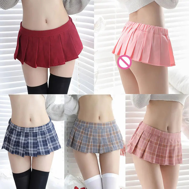 Sexy Pleated mini Skirts Women Summer high Waist Micro Plaid Skirt Pink Black cute Skirts Student Girls Harajuku Goth Y2k Skirt