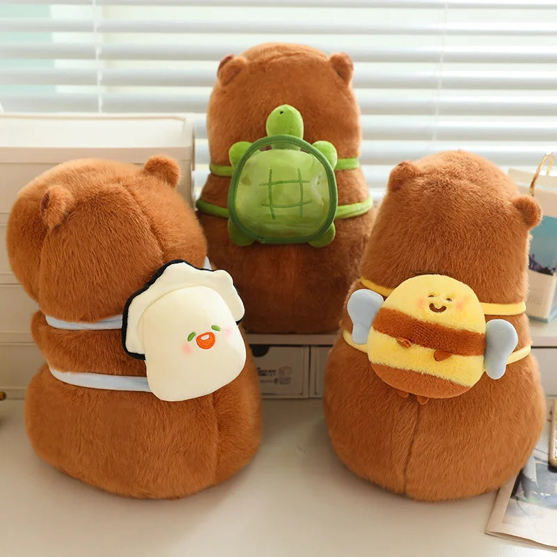 Lotus leaf Capybara Plush Toy Turtle Oyster Bee Bckpack Capibara Cosplay Unicorn Dinosaur Boba Bread Ring Decor Stuffed Animals